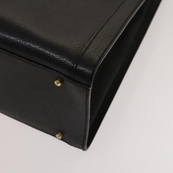 GUCCI Bamboo Hand Bag Leather Black Gold 002 1095 0260 Auth ep10062