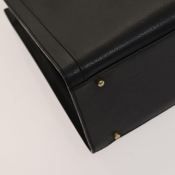 GUCCI Bamboo Hand Bag Leather Black Gold 002 1095 0260 Auth ep10062