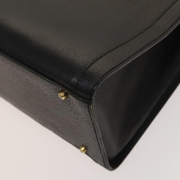 GUCCI Bamboo Hand Bag Leather Black Gold 002 1095 0260 Auth ep10062