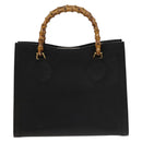 GUCCI Bamboo Hand Bag Leather Black Gold 002 1095 0260 Auth ep10062-13
