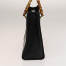 GUCCI Bamboo Hand Bag Leather Black Gold 002 1095 0260 Auth ep10062-4