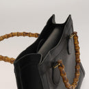 GUCCI Bamboo Hand Bag Leather Black Gold 002 1095 0260 Auth ep10062-6