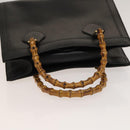 GUCCI Bamboo Hand Bag Leather Black Gold 002 1095 0260 Auth ep10062-7