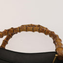 GUCCI Bamboo Hand Bag Leather Black Gold 002 1095 0260 Auth ep10062-8