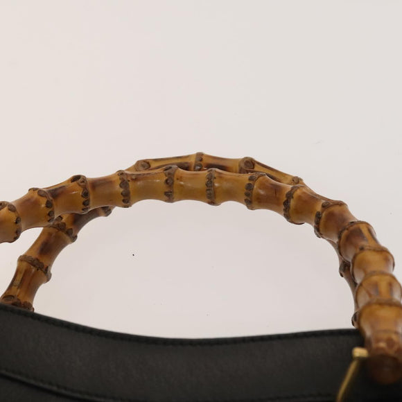 GUCCI Bamboo Hand Bag Leather Black Gold 002 1095 0260 Auth ep10062