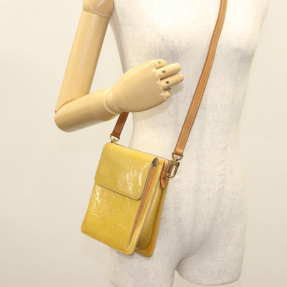 LOUIS VUITTON Monogram Vernis Motto Accessory Pouch Beige M91136 LV Auth ep10064