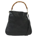 GUCCI Bamboo Hand Bag Leather 2way Black Gold 001 2852 1577 0 Auth ep10073-1
