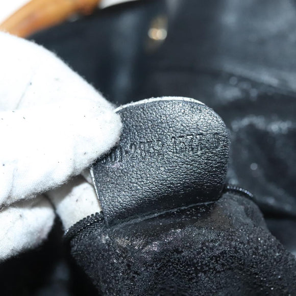 GUCCI Bamboo Hand Bag Leather 2way Black Gold 001 2852 1577 0 Auth ep10073