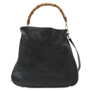 GUCCI Bamboo Hand Bag Leather 2way Black Gold 001 2852 1577 0 Auth ep10073-13