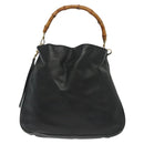 GUCCI Bamboo Hand Bag Leather 2way Black Gold 001 2852 1577 0 Auth ep10073-2