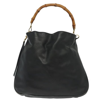 GUCCI Bamboo Hand Bag Leather 2way Black Gold 001 2852 1577 0 Auth ep10073 - 0