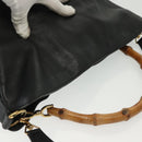 GUCCI Bamboo Hand Bag Leather 2way Black Gold 001 2852 1577 0 Auth ep10073-4