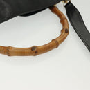 GUCCI Bamboo Hand Bag Leather 2way Black Gold 001 2852 1577 0 Auth ep10073-7