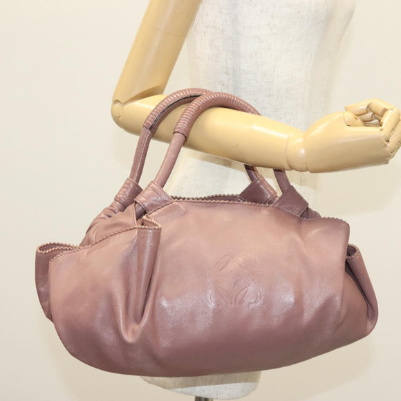 LOEWE Nappa Aire Hand Bag Leather Pink Gold Auth ep10081