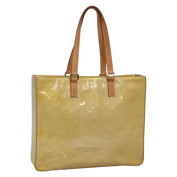 LOUIS VUITTON Monogram Vernis Columbus Tote Bag Beige M91023 LV Auth ep10083