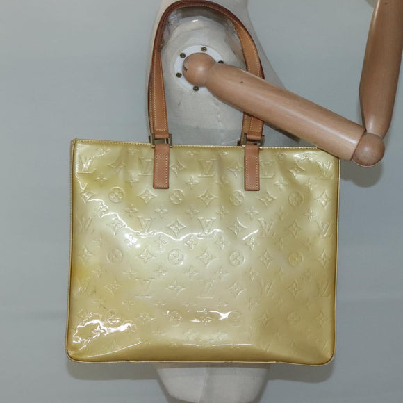 LOUIS VUITTON Monogram Vernis Columbus Tote Bag Beige M91023 LV Auth ep10083