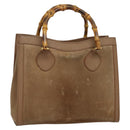 GUCCI Bamboo Hand Bag Suede Beige Gold 000 2853 0260 0 Auth ep10084-1