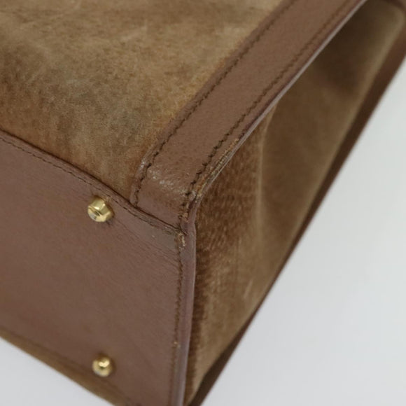 GUCCI Bamboo Hand Bag Suede Beige Gold 000 2853 0260 0 Auth ep10084