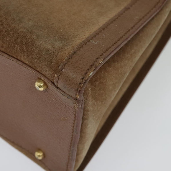 GUCCI Bamboo Hand Bag Suede Beige Gold 000 2853 0260 0 Auth ep10084