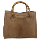 GUCCI Bamboo Hand Bag Suede Beige Gold 000 2853 0260 0 Auth ep10084-2