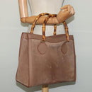 GUCCI Bamboo Hand Bag Suede Beige Gold 000 2853 0260 0 Auth ep10084-21