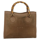 GUCCI Bamboo Hand Bag Suede Beige Gold 000 2853 0260 0 Auth ep10084-3