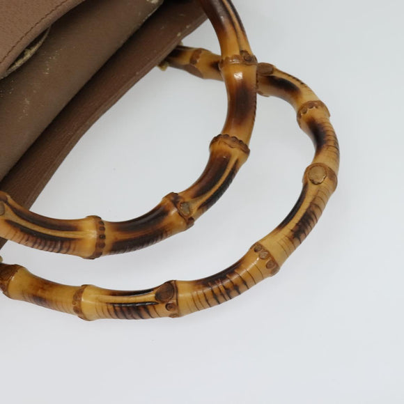 GUCCI Bamboo Hand Bag Suede Beige Gold 000 2853 0260 0 Auth ep10084