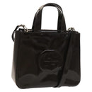 GUCCI Hand Bag Patent leather 2way Silver Brown 000 2058 0504 5 Auth ep10087-1