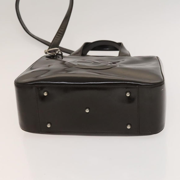 GUCCI Hand Bag Patent leather 2way Silver Brown 000 2058 0504 5 Auth ep10087