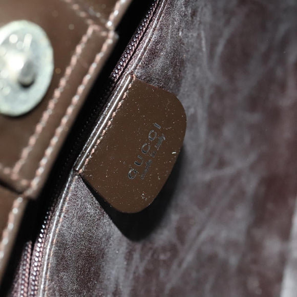 GUCCI Hand Bag Patent leather 2way Silver Brown 000 2058 0504 5 Auth ep10087