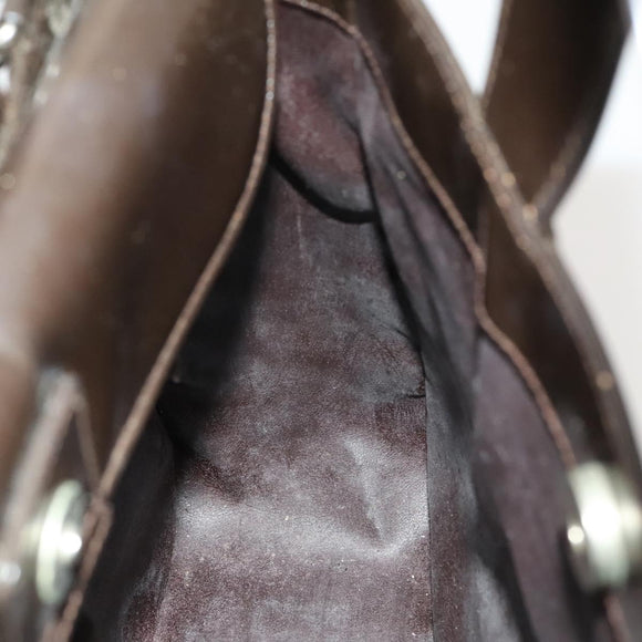 GUCCI Hand Bag Patent leather 2way Silver Brown 000 2058 0504 5 Auth ep10087