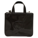 GUCCI Hand Bag Patent leather 2way Silver Brown 000 2058 0504 5 Auth ep10087-13