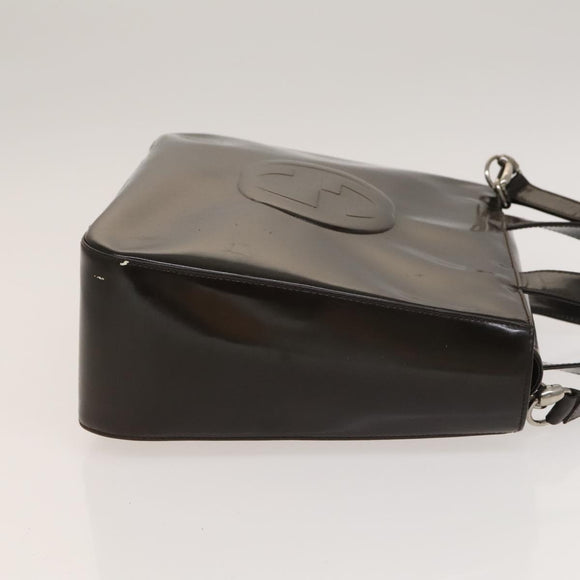 GUCCI Hand Bag Patent leather 2way Silver Brown 000 2058 0504 5 Auth ep10087