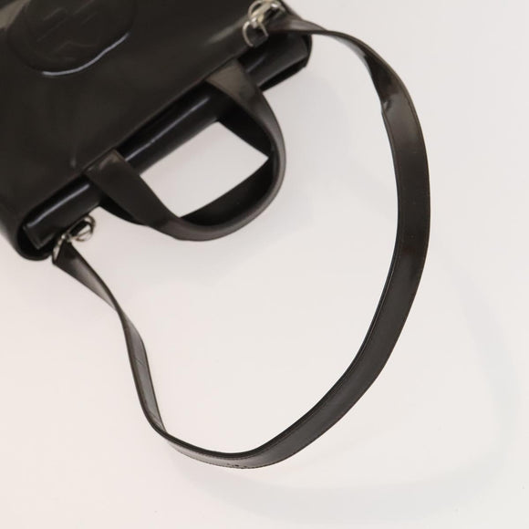 GUCCI Hand Bag Patent leather 2way Silver Brown 000 2058 0504 5 Auth ep10087