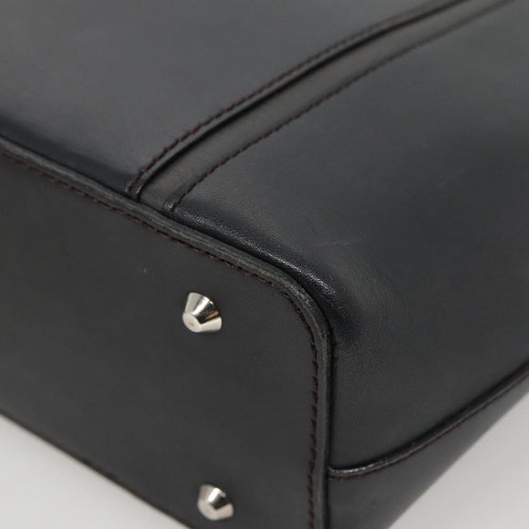 BURBERRY Hand Bag Leather Black Silver Auth ep10090