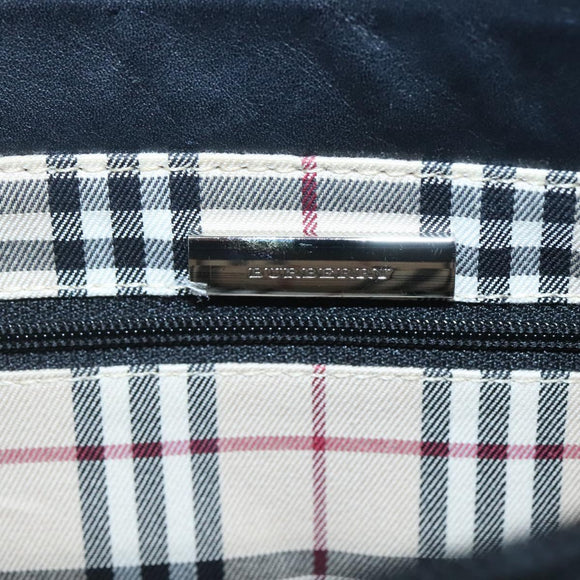 BURBERRY Hand Bag Leather Black Silver Auth ep10090