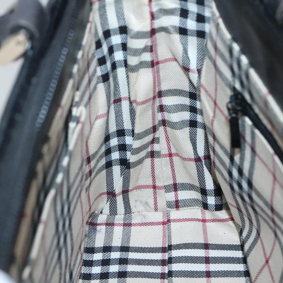 BURBERRY Hand Bag Leather Black Silver Auth ep10090