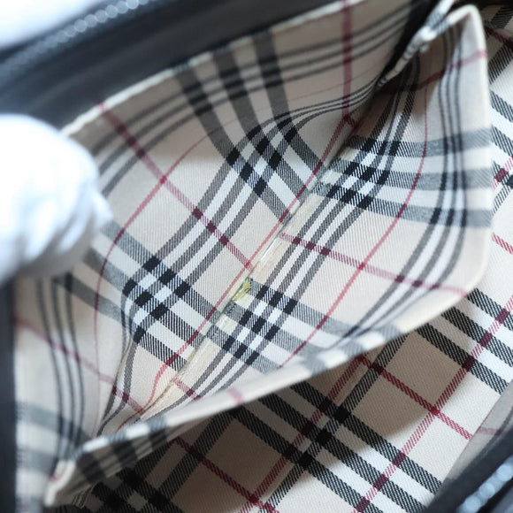 BURBERRY Hand Bag Leather Black Silver Auth ep10090