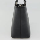 BURBERRY Hand Bag Leather Black Silver Auth ep10090-3