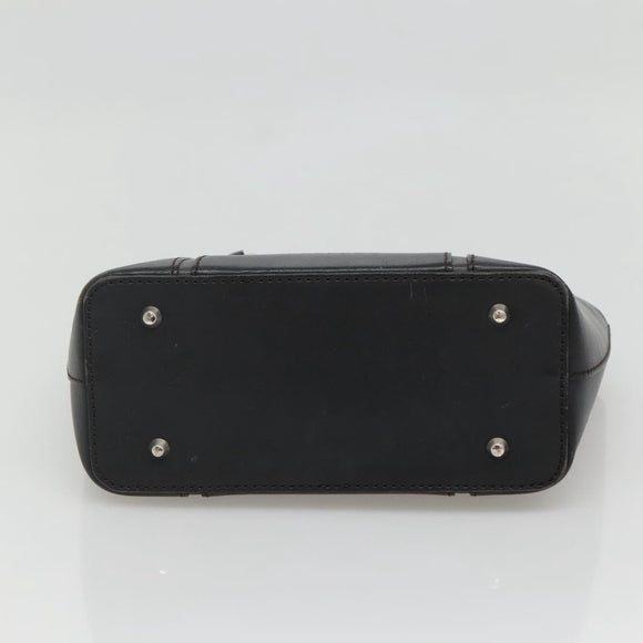 BURBERRY Hand Bag Leather Black Silver Auth ep10090