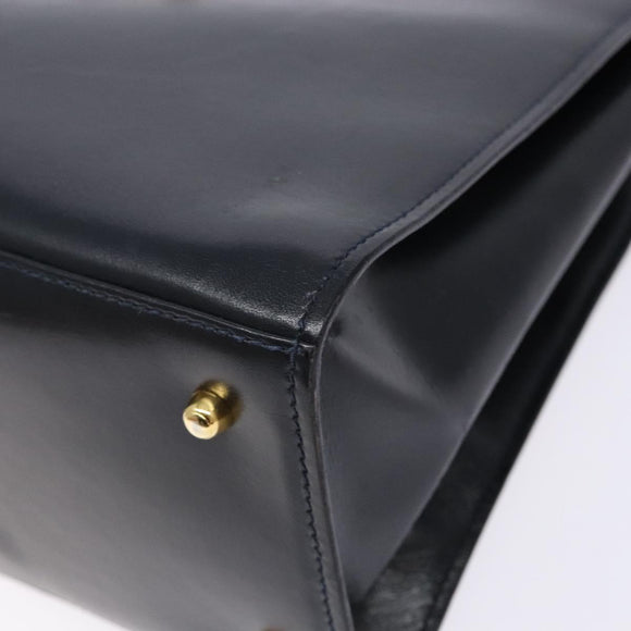 GUCCI Hand Bag Leather Navy Gold 000 1274 0192 Auth ep10091