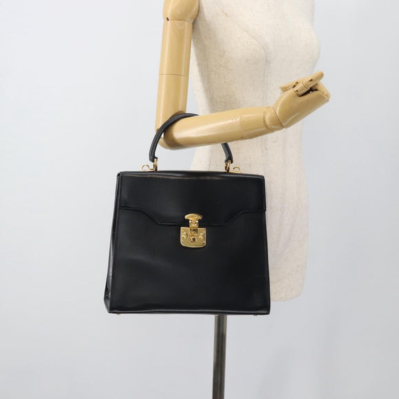 GUCCI Hand Bag Leather Navy Gold 000 1274 0192 Auth ep10091