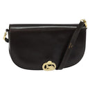 CELINE Shoulder Bag Leather Brown Gold Auth ep10103-1
