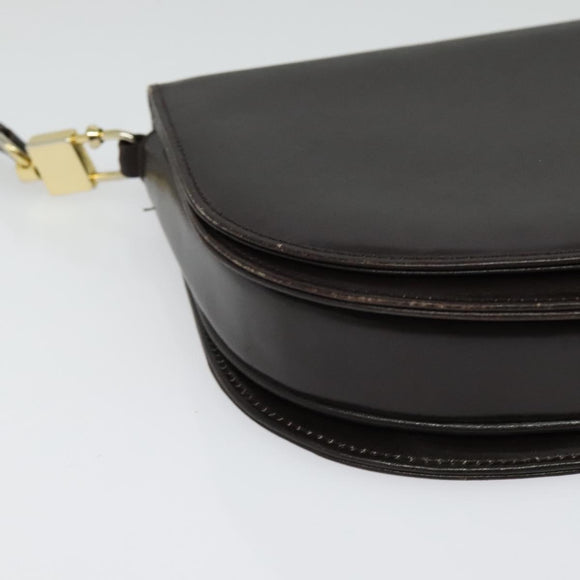 CELINE Shoulder Bag Leather Brown Gold Auth ep10103