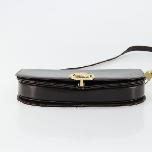 CELINE Shoulder Bag Leather Brown Gold Auth ep10103