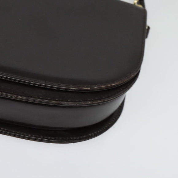 CELINE Shoulder Bag Leather Brown Gold Auth ep10103