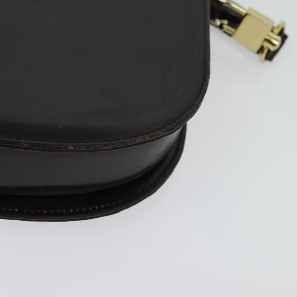 CELINE Shoulder Bag Leather Brown Gold Auth ep10103