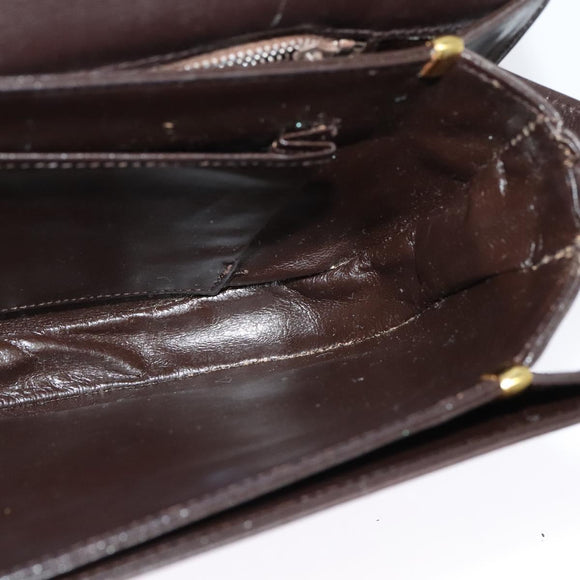 CELINE Shoulder Bag Leather Brown Gold Auth ep10103