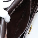 CELINE Shoulder Bag Leather Brown Gold Auth ep10103-8