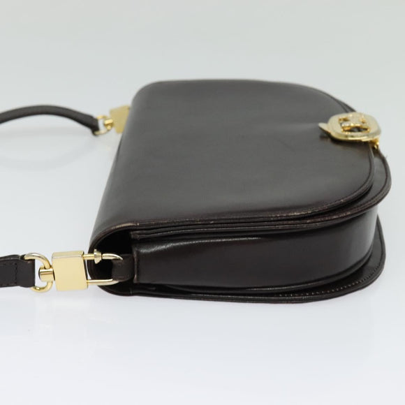 CELINE Shoulder Bag Leather Brown Gold Auth ep10103